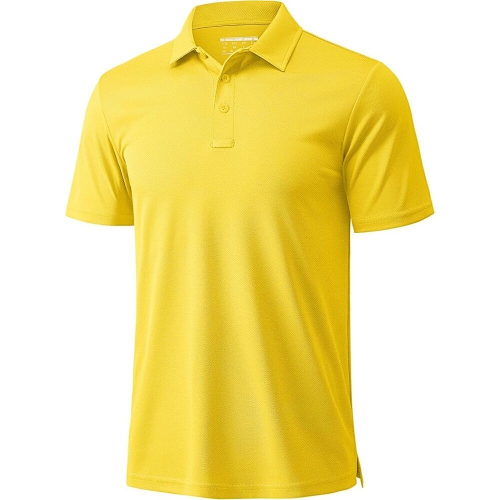 Men's Yellow Short Sleeve Quick Dry Collared Moisture Wicking Polo Shirts